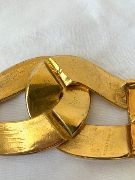 Chunky Vintage Gold Tone BELT BUCKLE Puzzle Design Signed GUTOS West Germany main image 7